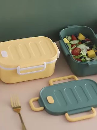 2 Compartment Petite Robot Spirit Snack Bento Box for Kids, Food Container for School and Travel, BPA Free Yellow Robot Bento Box