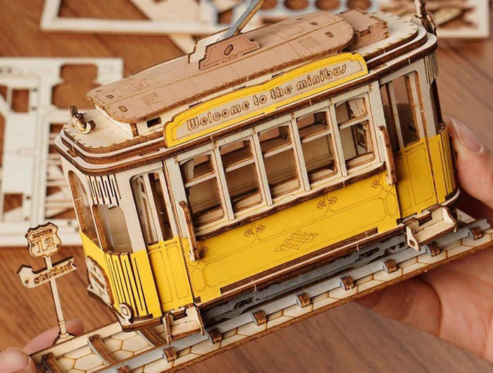3D Wood Puzzle DIY Tramcar Robotime Rolife Wooden Puzzle