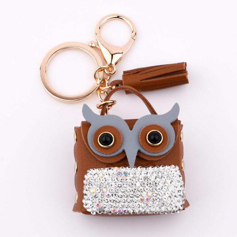 China Factory Women´s Lady Owl Mini Coin Purse PU Leather Keychain  with Tassel, for Key Bag Car Pendant Decoration 6.4x5.7cm in bulk online 
