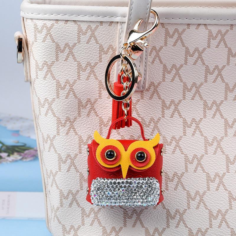 MSPC Keychain Owl Bag Pendant Mini Change Purse for Women Girls Red