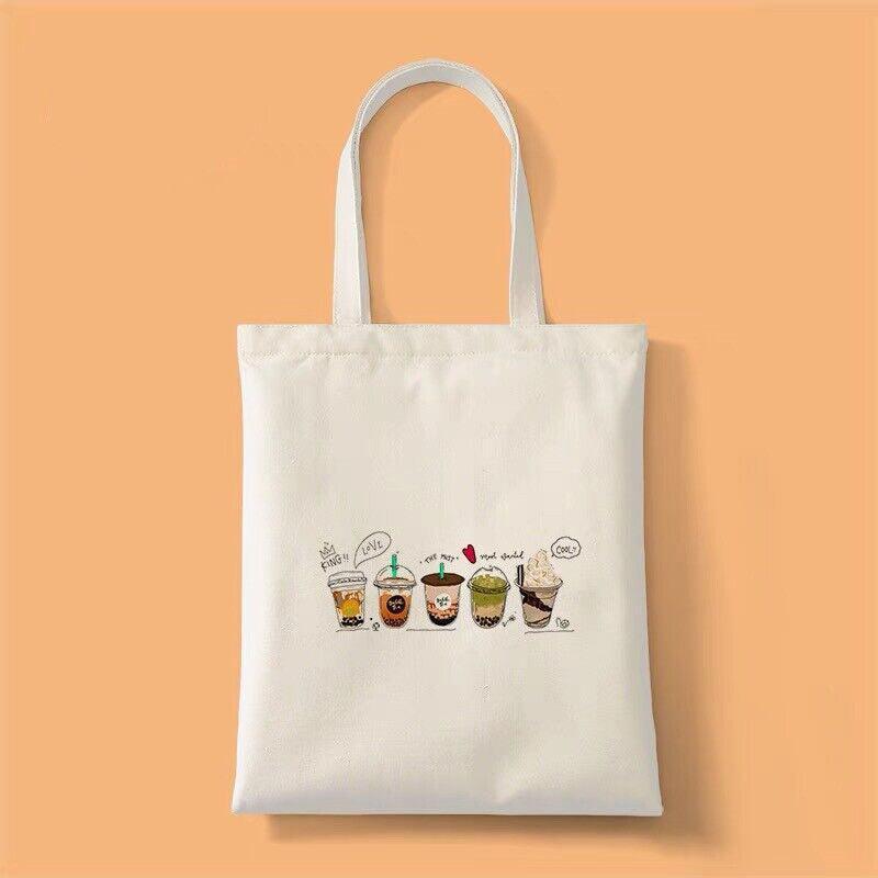 Milk Tea Bubble Tea Cute Canvas Tote Bag –