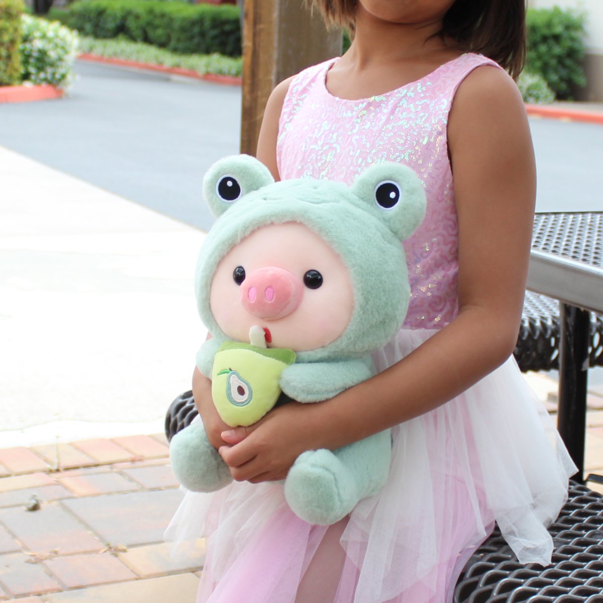 Piggy Boba Plush Cute Fluffy Adorable Pig Stuffed Animal Toy, Size: 25 cm, Pink